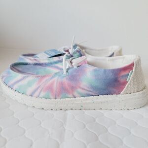 Hey Dude Wendy Youth Rose Candy Tie Dye Shoes Size Y5 L6 Casual Comfort NWT